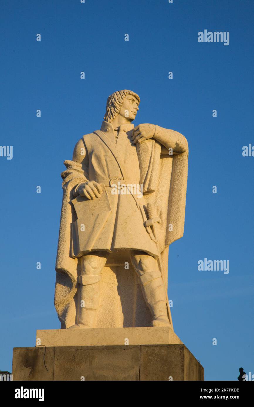 Portugal, Açores, île de Sao Miguel, Ponta Delgada, Gonzalo Velho Cabral, statue, Banque D'Images