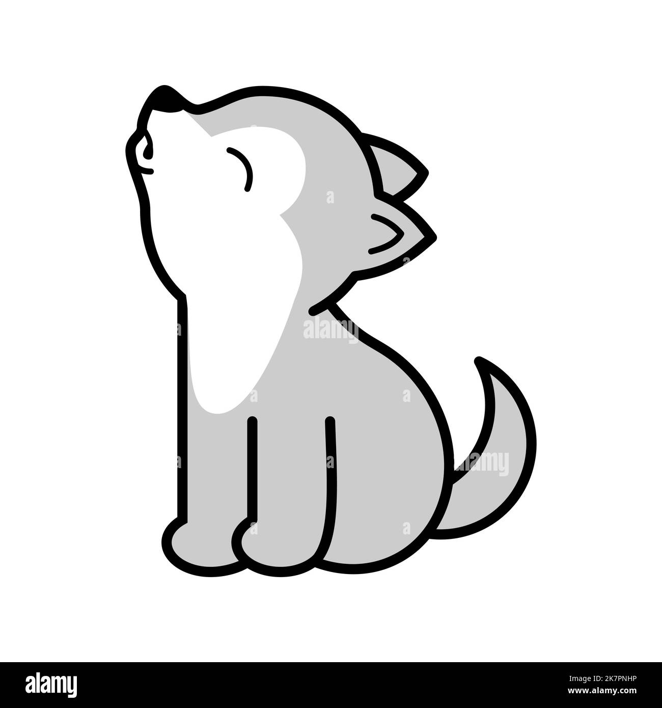 Contour Cub Un joli petit loup hurlant sur la lune. Dessin animé bébé loup avec ...
