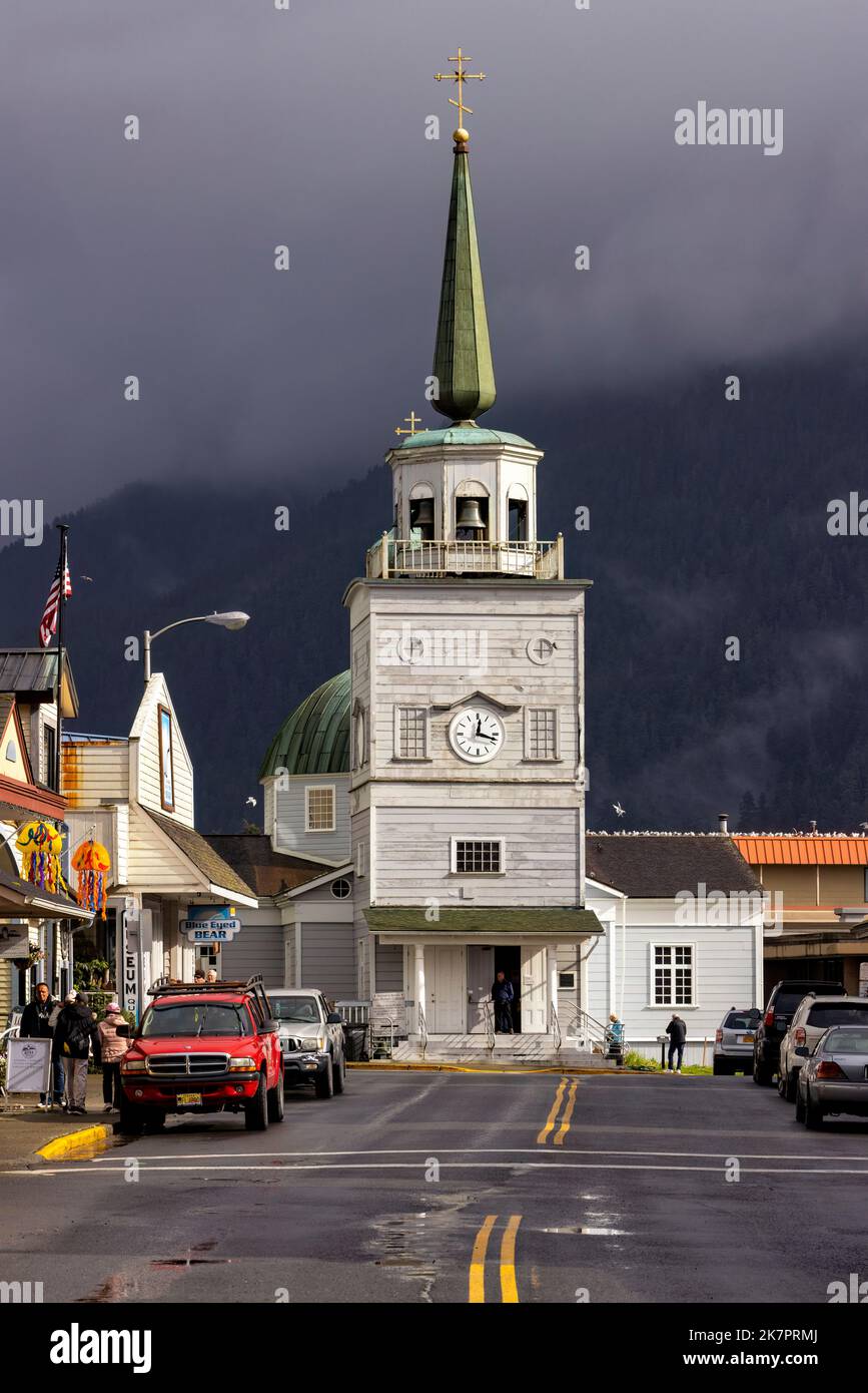 Cathédrale St Michael, au centre-ville de Sitka, Alaska, USA Banque D'Images