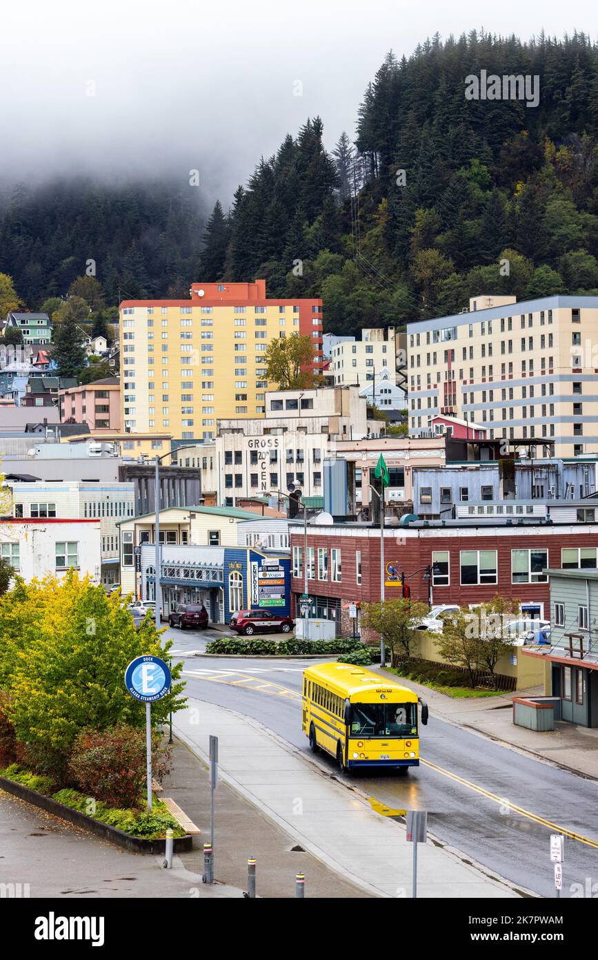 Rues de la ville dans le centre-ville de Juneau, Alaska, États-Unis Banque D'Images