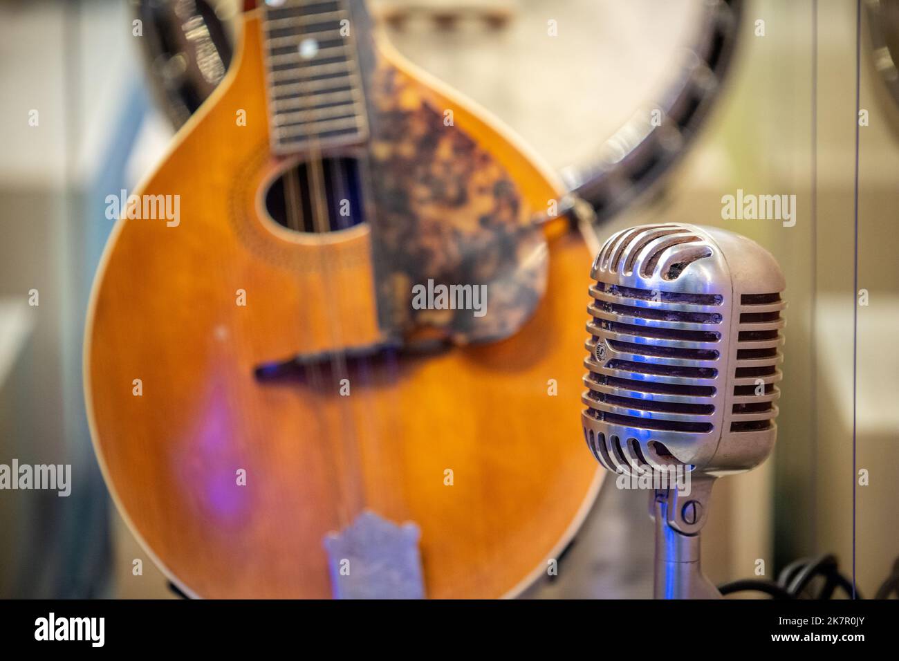 Microphone en ruban sur l'écran du Blue Ridge Music Center Banque D'Images
