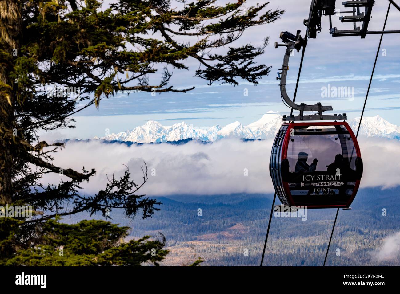 Vue à couper le souffle depuis la télécabine de Icy Strait point, Hoonah, Alaska, États-Unis Banque D'Images