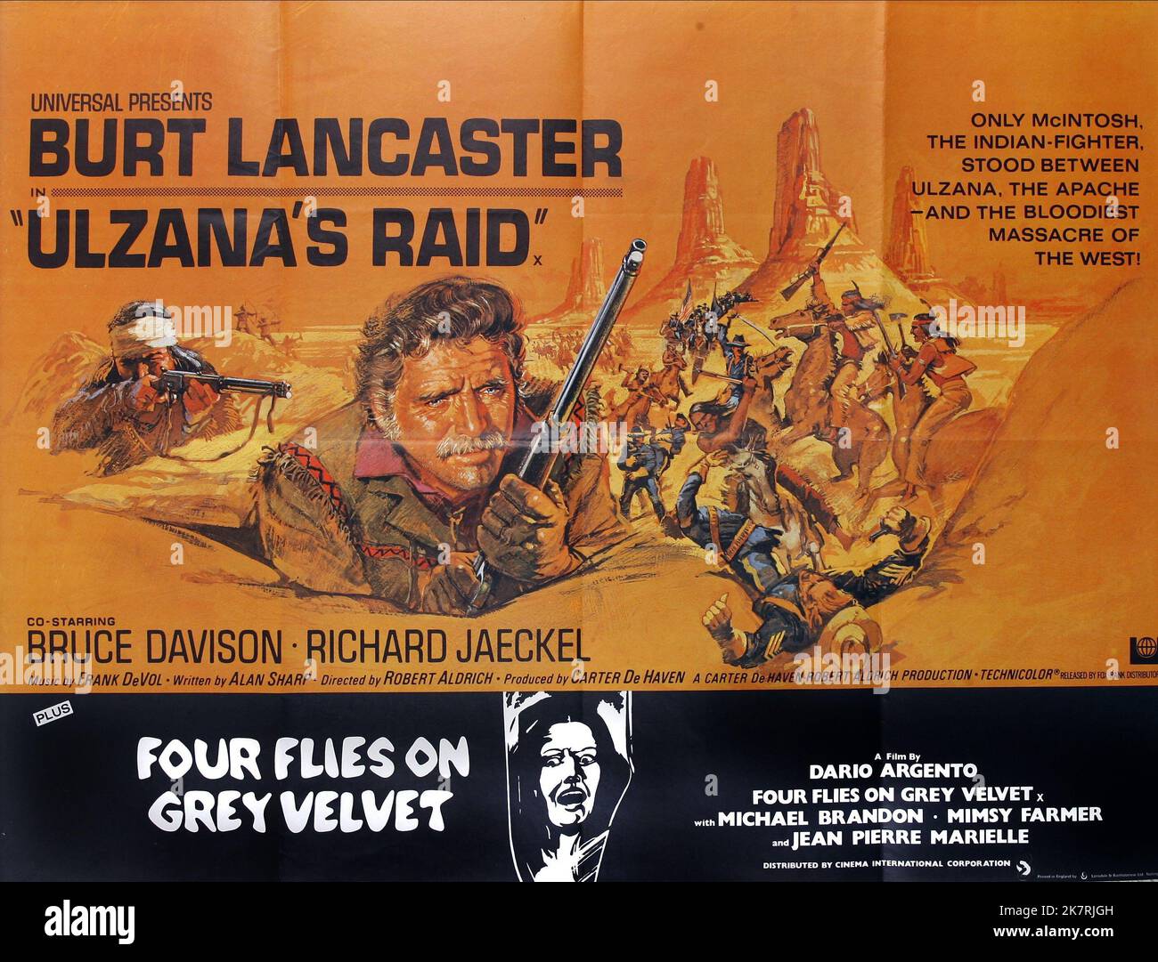 Burt Lancaster film Poster: Ulzana'S RAID (1971) personnages: McIntos Directeur: Robert Aldrich 18 octobre 1972 **AVERTISSEMENT** cette photographie est à usage éditorial exclusif et est le droit d'auteur d'UNIVERSAL et/ou du photographe assigné par la Société de film ou de production et ne peut être reproduite que par des publications dans le cadre de la promotion du film ci-dessus. Un crédit obligatoire pour UNIVERSEL est requis. Le photographe doit également être crédité lorsqu'il est connu. Aucune utilisation commerciale ne peut être accordée sans l'autorisation écrite de la Société du film. Banque D'Images