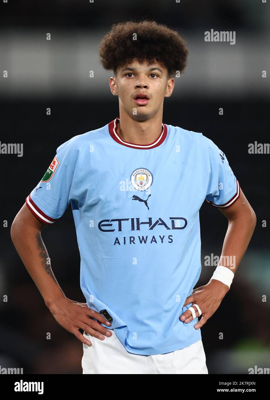 Derby, Angleterre, 18th octobre 2022. Nico OÕReilly de Manchester City pendant le match Papa Johns Trophy au Pride Park Stadium, Derby. Le crédit photo doit être lu : Darren Staples / Sportimage Banque D'Images