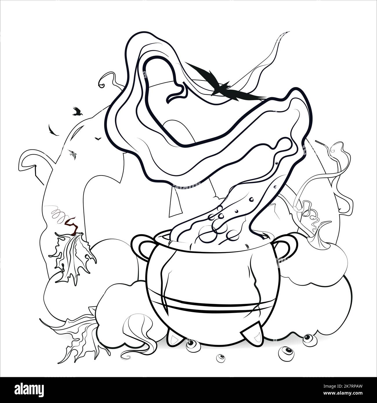 Page de coloriage Trick or Treat. Page de coloriage Halloween pour les enfants. Dessins animés enfants en costumes d'Halloween. Illustration vectorielle Illustration de Vecteur