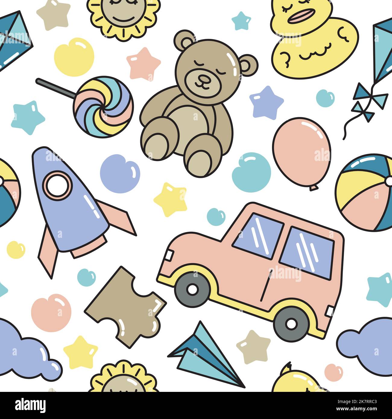 Toy Children Kid Seamless Pattern arrière-plan coloré Illustration de Vecteur