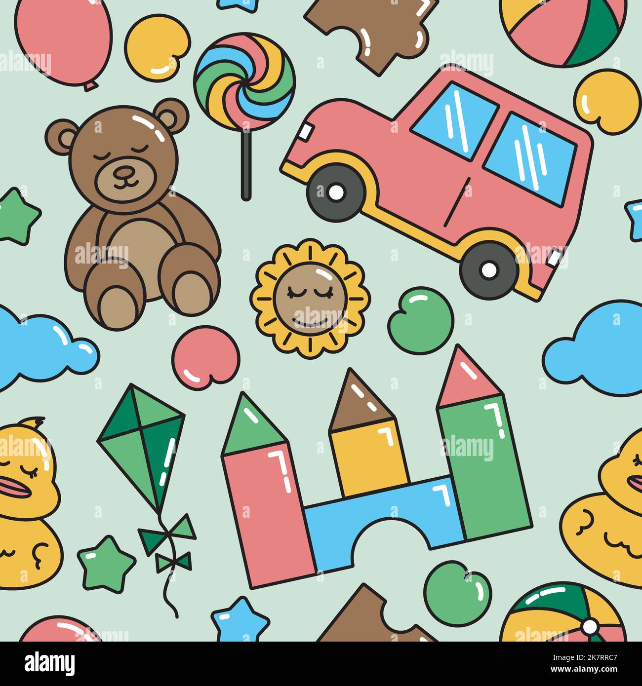 Toy Children Kid Seamless Pattern arrière-plan coloré Illustration de Vecteur