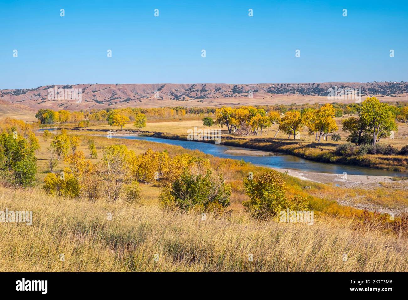 Octobre couleurs le long de la rivière Cheyenne, Dakota du Sud, États-Unis Banque D'Images