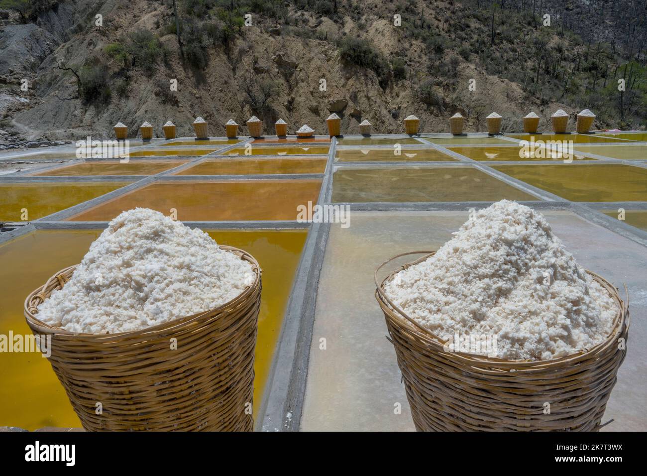 Vue sur les bassins salins et les paniers de sel séchant dans une  exploitation minière de sel à Zapotitlan de las Salinas, dans l'État de  Puebla, au Mexique Photo Stock - Alamy