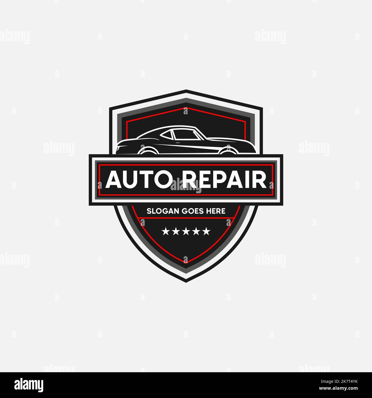 Classic car repair and service logo Premium Vector, bon pour l'atelier de voiture, garage, pièces de rechange logo de la société Illustration de Vecteur