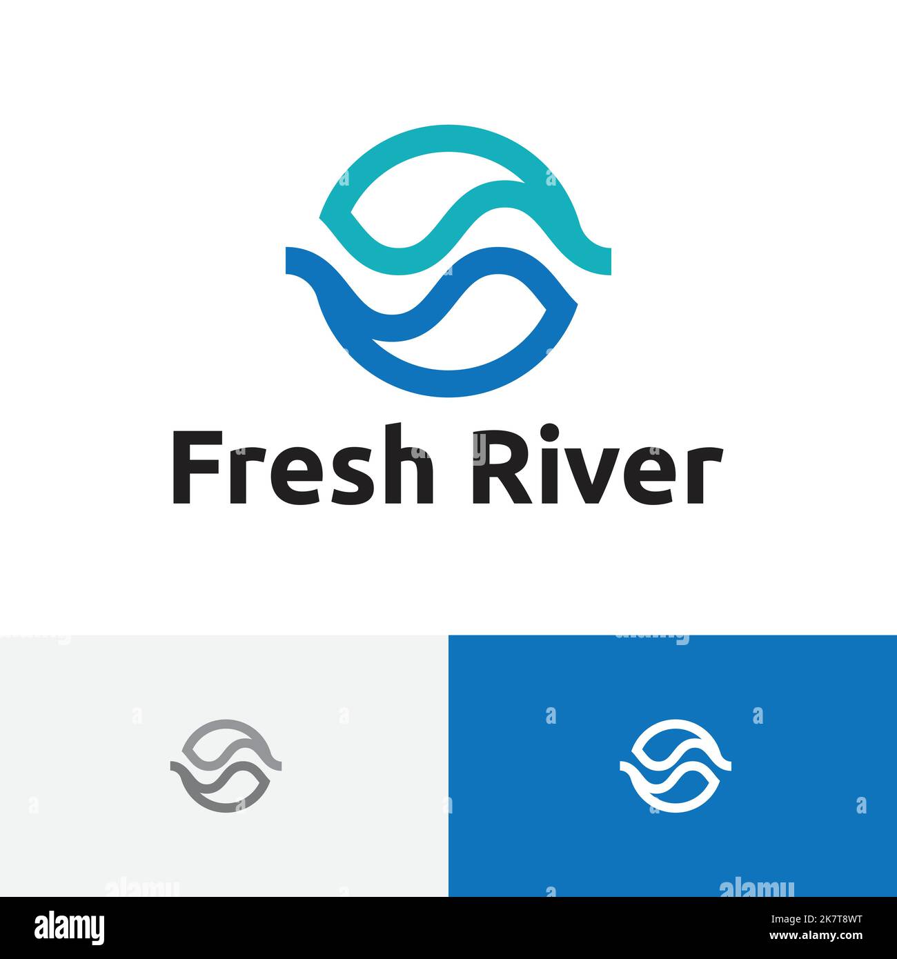 Fresh River couple Water nature Balance logo monoline Illustration de Vecteur