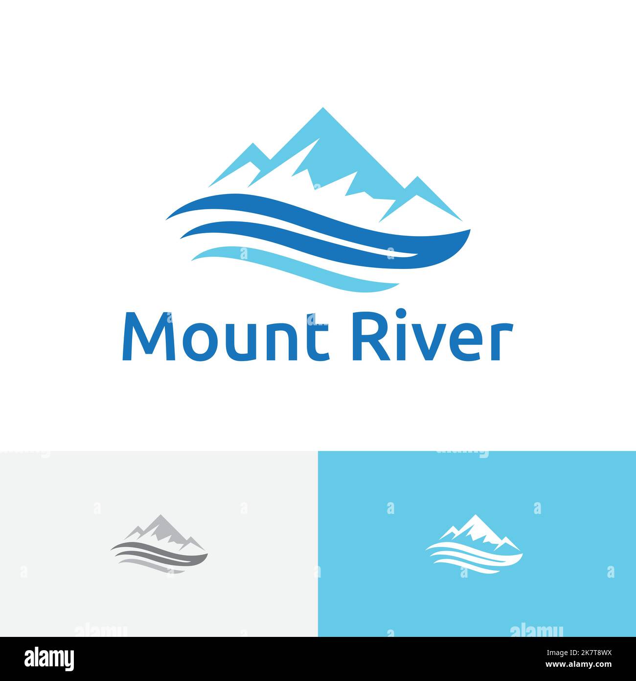Logo nature de Mount River Peak Summit Cool Illustration de Vecteur