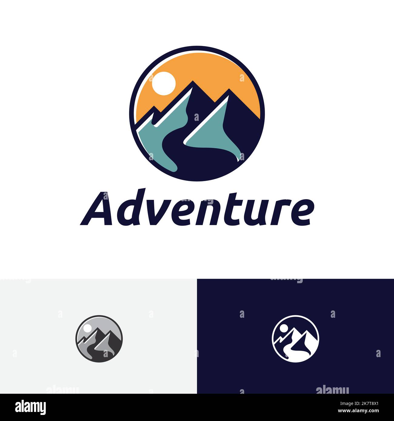 Circle Mountain nature escalade Camping Adventure logo Illustration de Vecteur