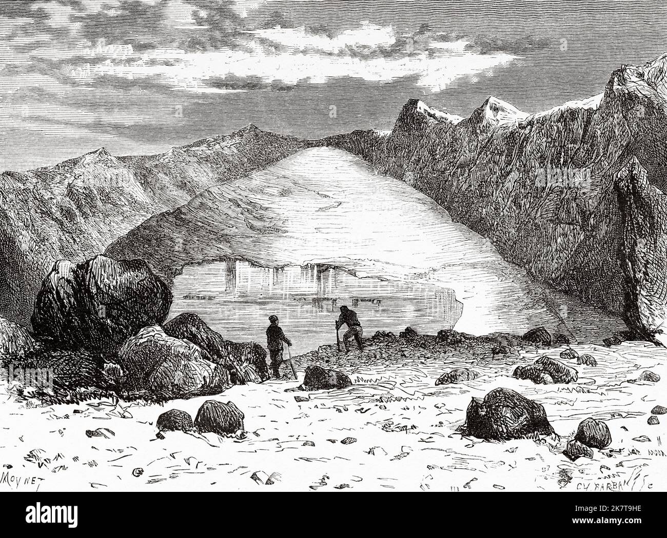 Le glacier de Hunerberg. Deuxième expédition allemande au pôle Nord avec les navires Germania et Hansa, 1869 Banque D'Images