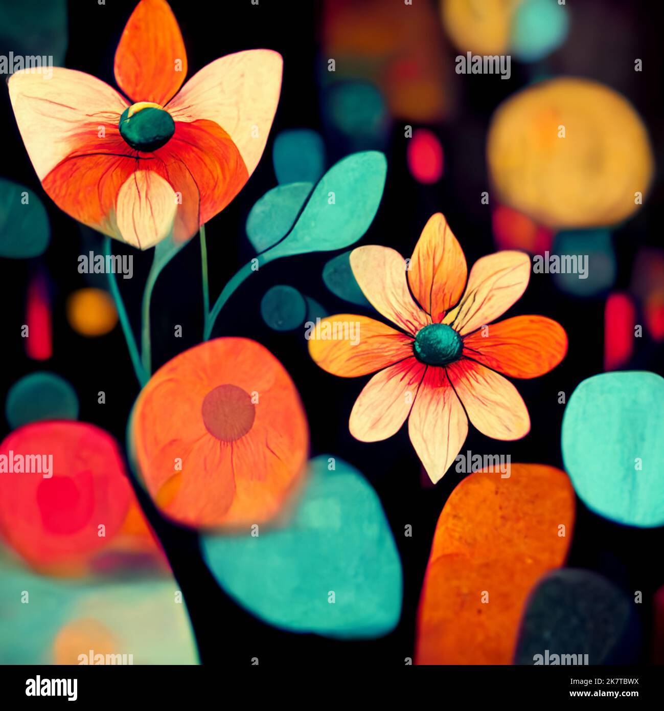 Aquarelle fleurs art fond. Design de papier peint généré par le numérique  avec peinture de fleur ligne de pinceau art. aquarelle colorée Illustration  pour les tirages, W Photo Stock - Alamy