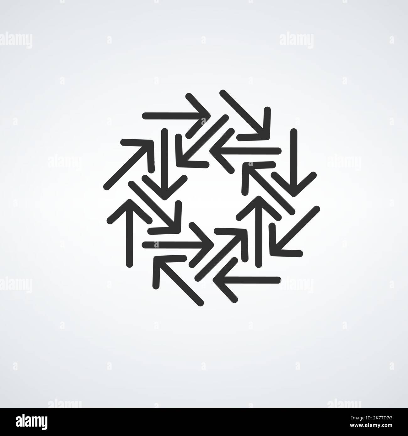 flèches de direction différentes dans le cercle. Ensemble de panneaux Refresh. Flèches vectorielles. Illustration de Vecteur