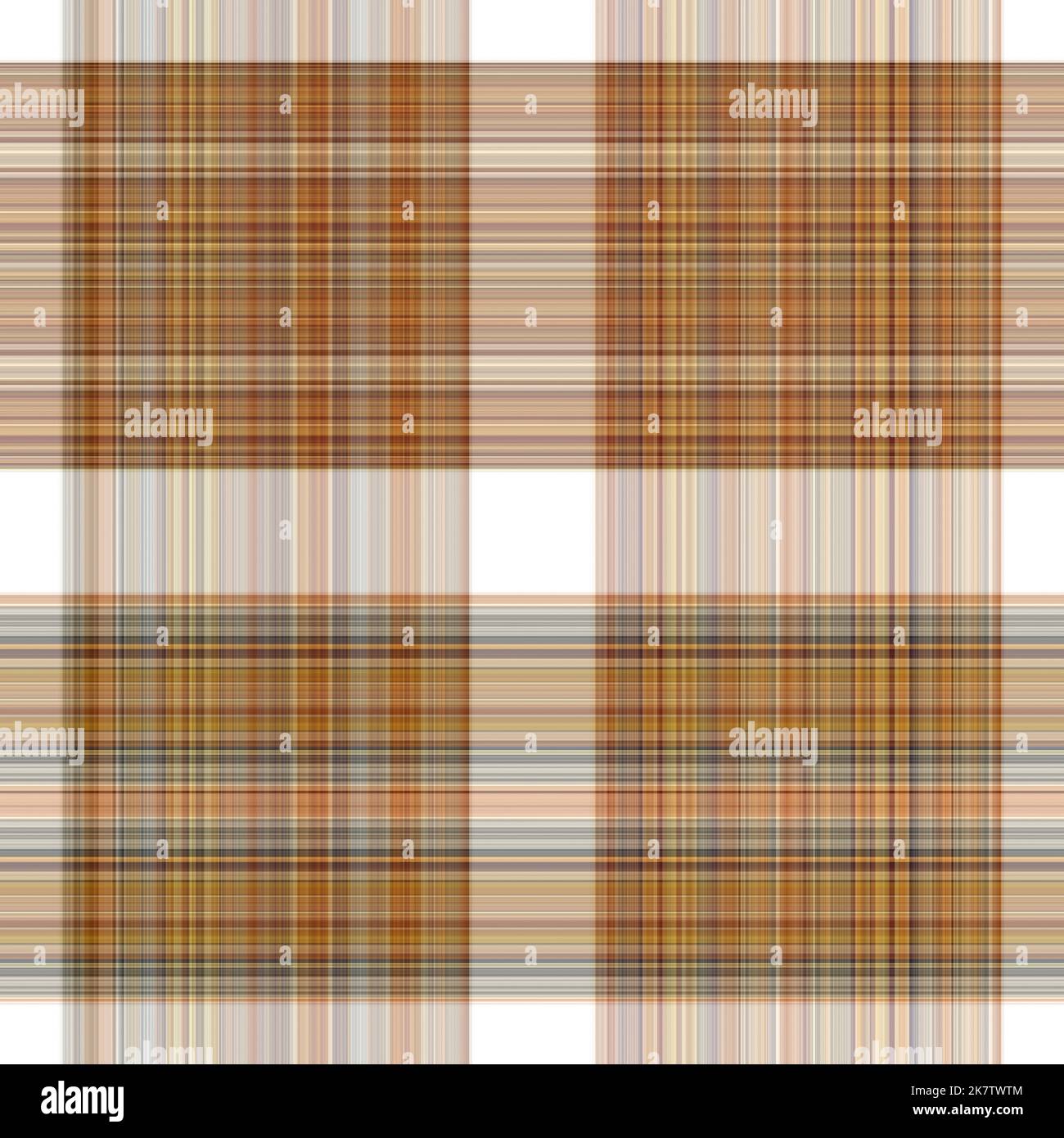 Tissu écossais blanc forêt à motif sans couture. Motif écossais de forêt automnale ton sur ton avec texture organique. Arrière-plan de bande orange pour papier peint rugueux. Banque D'Images