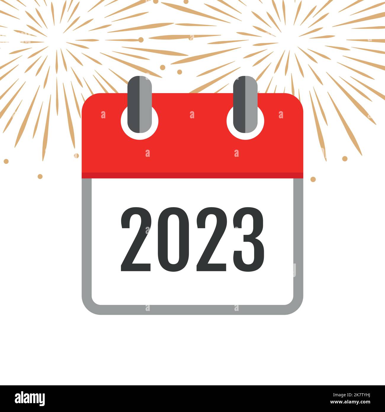 calendrier rouge 2023 feu de travail de la nouvelle année sur fond blanc Illustration de Vecteur