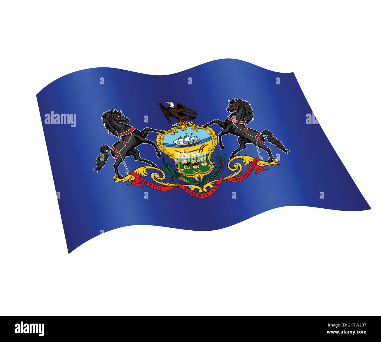 précis correct pennsylvania pa etat drapeau volant waving fluide vecteur isolé sur fond blanc Illustration de Vecteur
