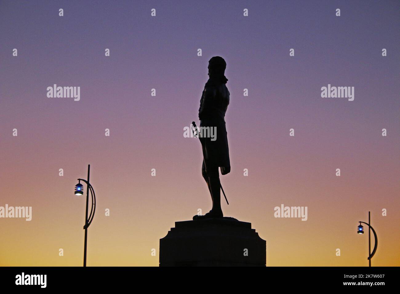 Statue de l'amiral Lord Nelson à Old Portsmouth, Hampshire, Royaume-Uni Banque D'Images