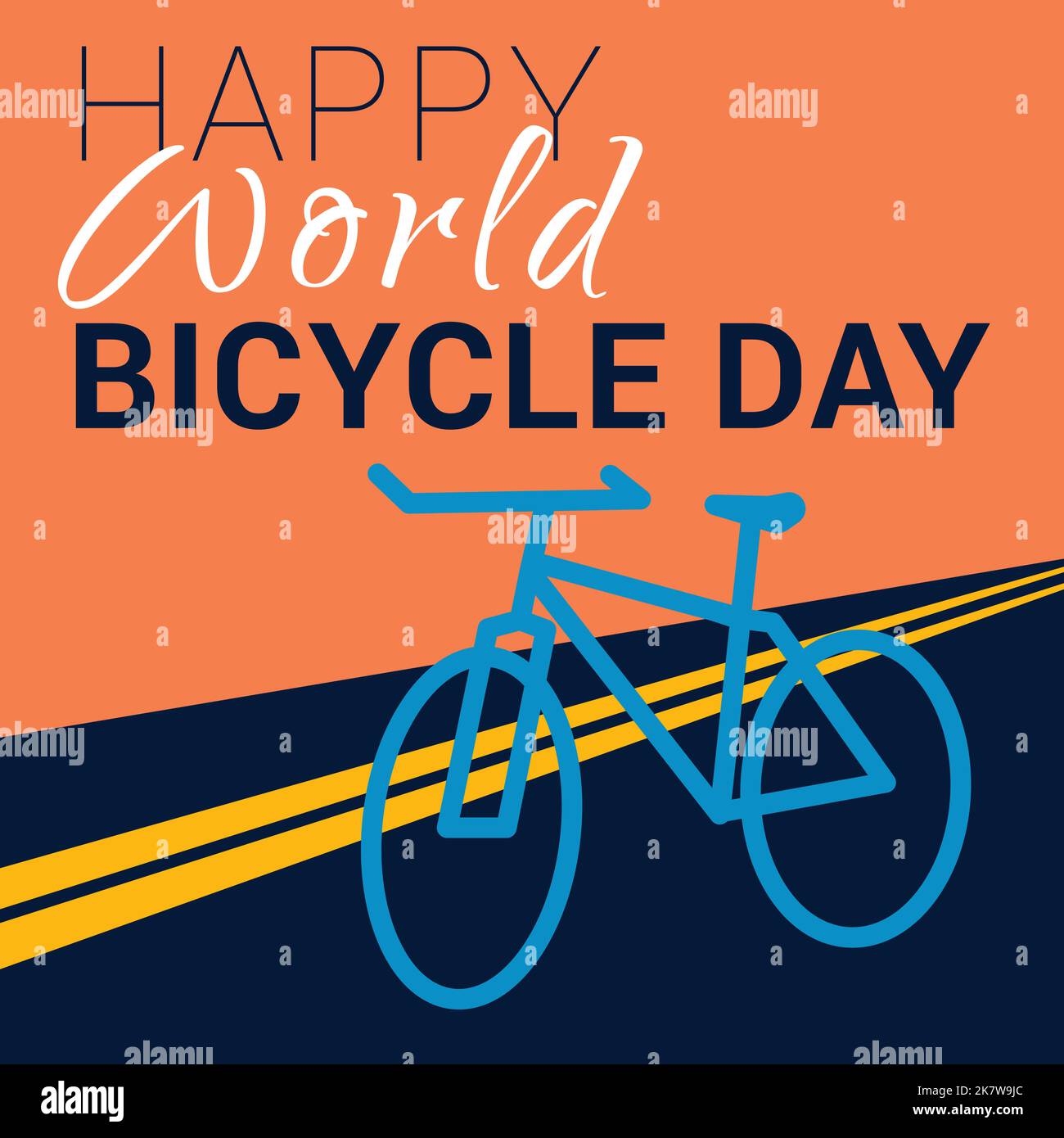 Modèle vectoriel de la Journée mondiale du vélo. Pour les bannières, les cartes de vœux ou les imprimés. Illustration de Vecteur