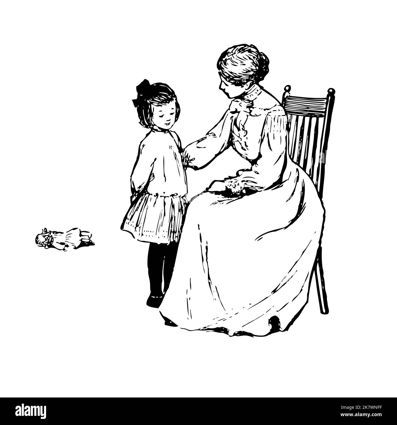 Vieille mode, la mère parle à sa fille Illustration de Vecteur