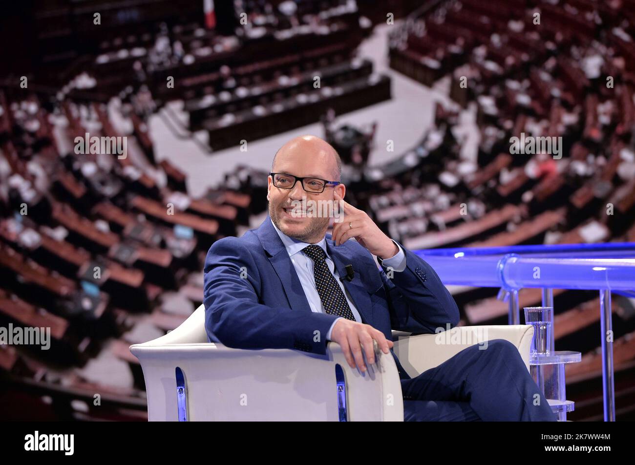 Italie, Rome, 18 octobre 2022 : Lorenzo Fontana, nouveau Président de la Chambre des députés, invité de l'émission télévisée "Porta a Porta" photo © Fabio Cimaglia/Sintesi/Alamy Live News Banque D'Images