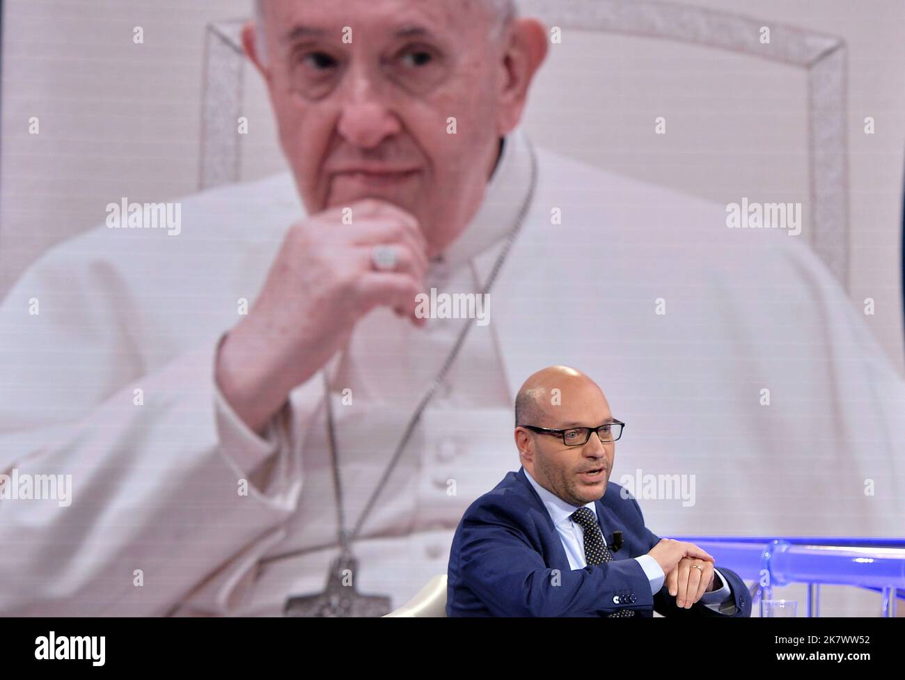 Italie, Rome, 18 octobre 2022 : Lorenzo Fontana, nouveau Président de la Chambre des députés, invité de l'émission télévisée "Porta a Porta" photo © Fabio Cimaglia/Sintesi/Alamy Live News Banque D'Images