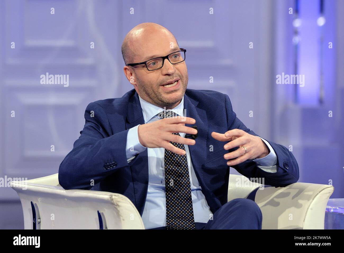 Italie, Rome, 18 octobre 2022 : Lorenzo Fontana, nouveau Président de la Chambre des députés, invité de l'émission télévisée "Porta a Porta" photo © Fabio Cimaglia/Sintesi/Alamy Live News Banque D'Images