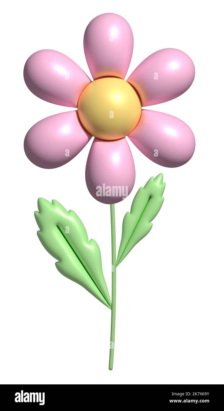 3d fleurs en forme de pâquerette. Mignon camomille rose avec des feuilles. 3d illustration du ressort de rendu. Idéal pour la décoration de fête, les fêtes Banque D'Images 3d fleurs en forme de pâquerette. Mignon camomille rose avec des feuilles. 3d illustration du ressort de rendu. Idéal pour la décoration de fête, les fêtes Banque D'Images