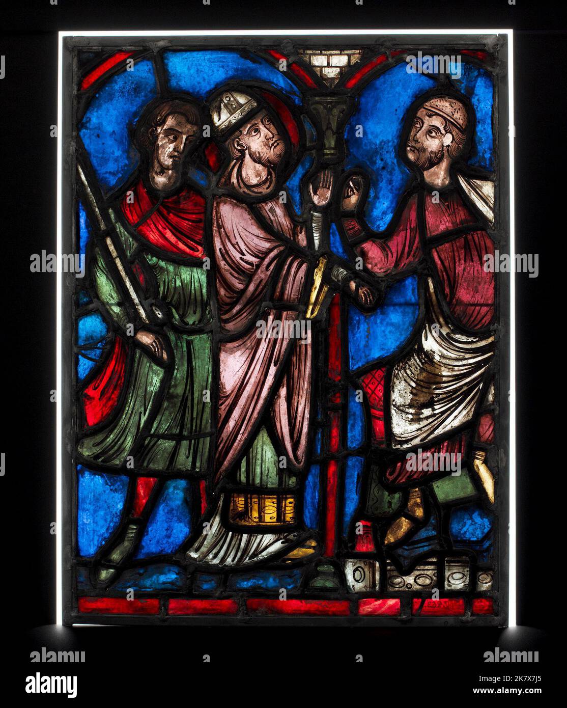 Vitraux. Saint Nicholas accuse le consul de scènes de la vie de Saint Nicholas. env. 1200–1210. Fabriqué en Picardie. Banque D'Images