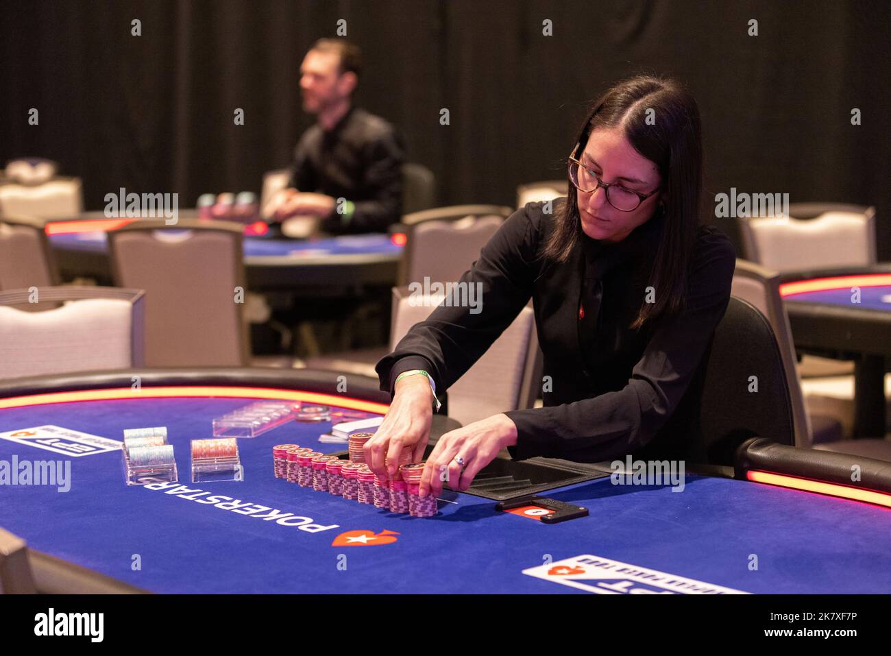 Le Hilton Park Lane de Londres accueille le European Poker Tour. 70 tables de poker avec jusqu'à 700 joueurs seront en action pendant le tournoi jusqu'au 28th octobre. Banque D'Images