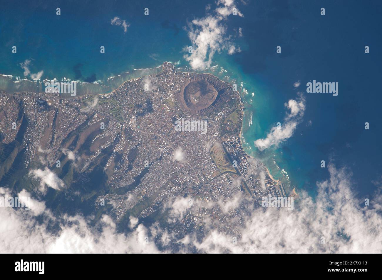 Hawaï vu de l'espace, Honolulu Banque D'Images