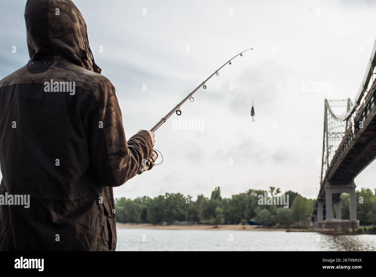 Proper fishhook. Hook and bait. Fishing hobby. Guy in cowboy hat fishing  equipment nature background defocused. Hipster fisherman hold rod spinning  Stock Photo - Alamy