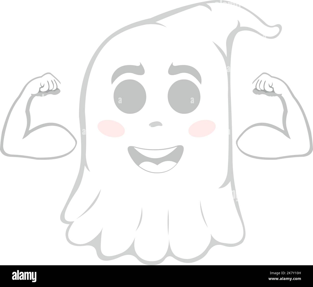Illustration vectorielle d'un fantôme de dessin animé montrant les biceps des bras Illustration de Vecteur
