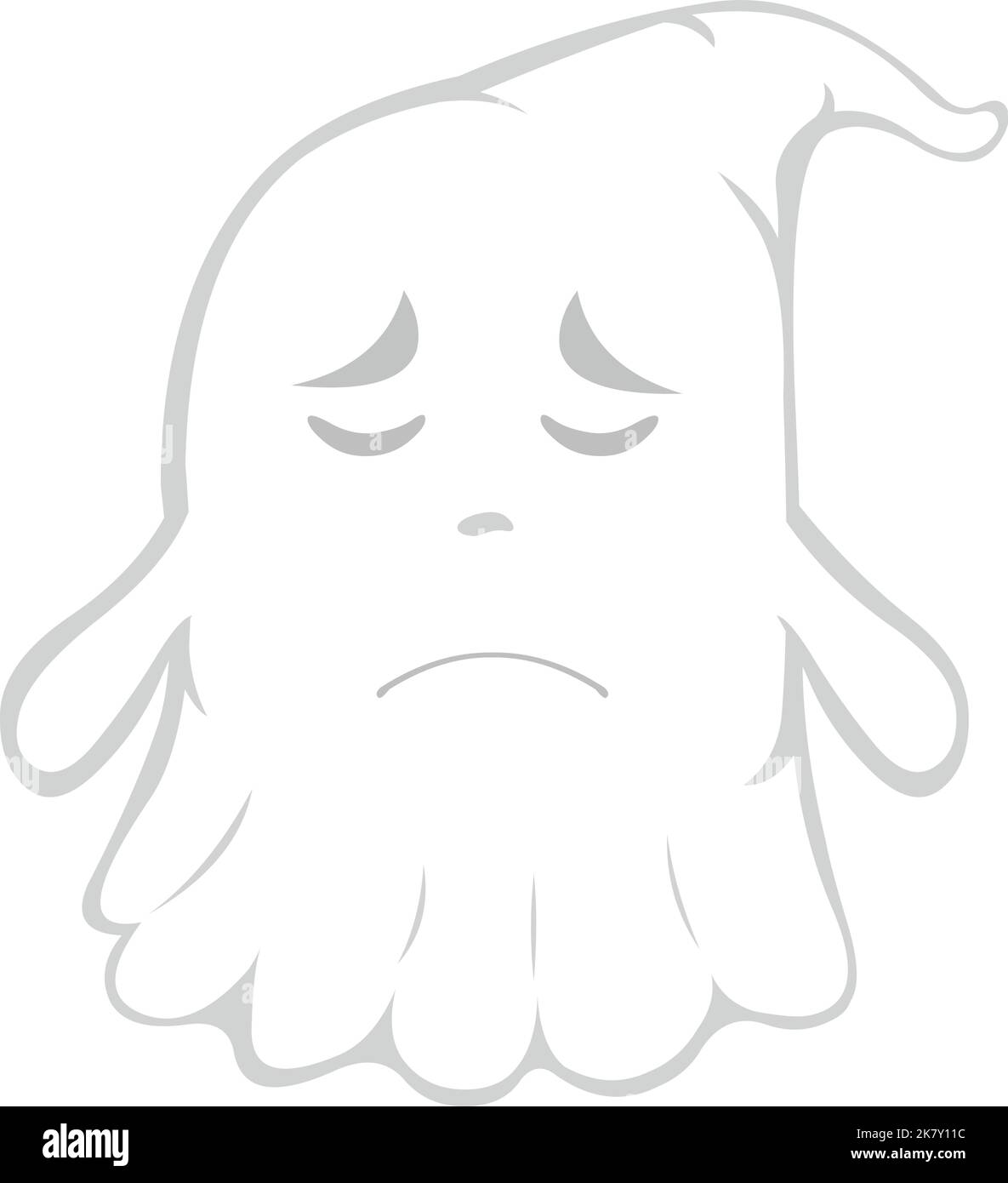 Illustration vectorielle d'un fantôme de dessin animé avec une expression triste Illustration de Vecteur