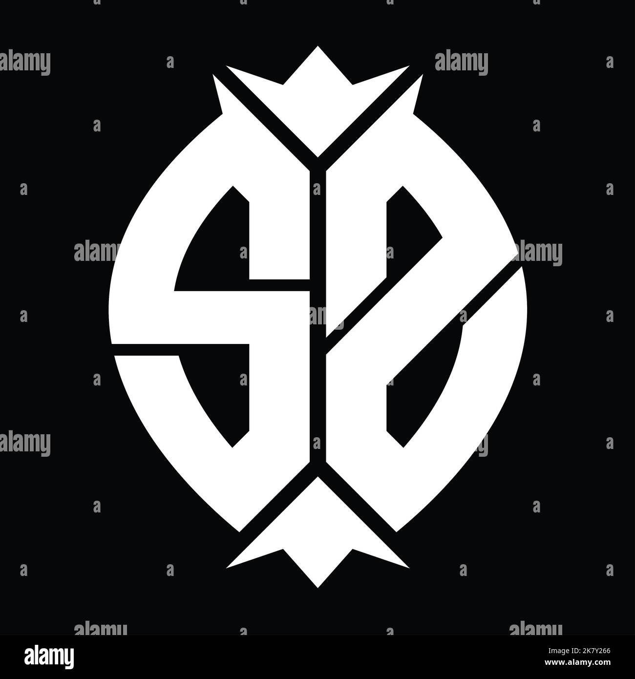 SZ logo monogramme Shield feuille élément de la couronne modèle de conception Banque D'Images