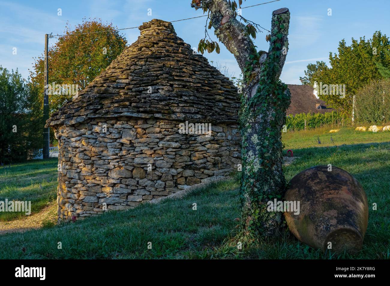 gros plan d'une hutte de berger en pierre ronde et construite à la main Banque D'Images