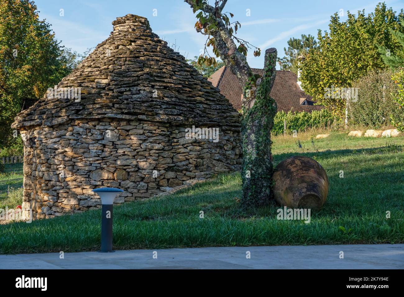 gros plan d'une hutte de berger en pierre ronde et construite à la main Banque D'Images