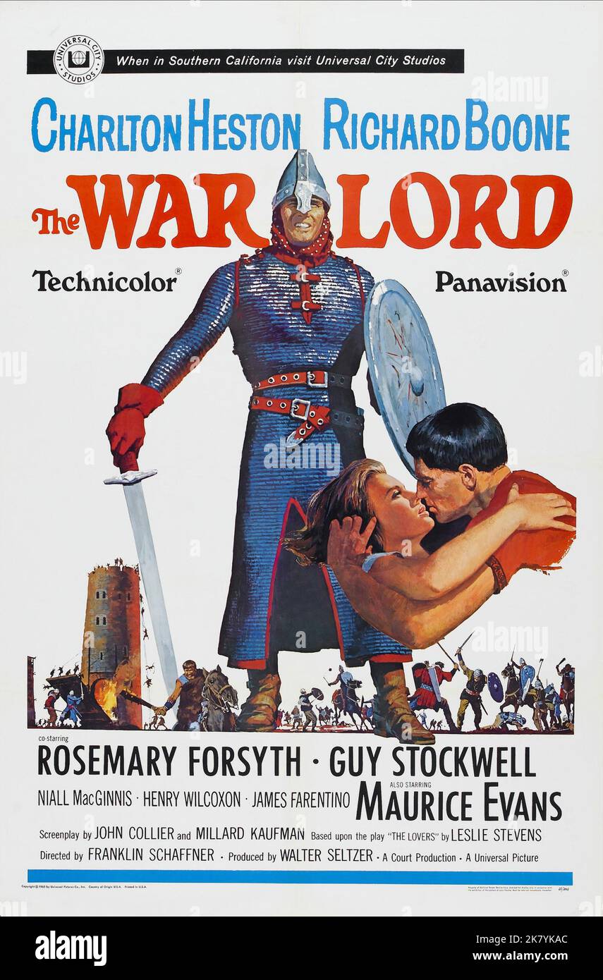 Affiche de film film The War Lord (1965) réalisateur : Franklin J. Schaffner 17 novembre 1965 **AVERTISSEMENT** cette photographie est destinée à un usage éditorial uniquement et est protégée par les droits d'auteur d'UNIVERSAL et/ou du photographe désigné par la société de production et ne peut être reproduite que par des publications en liaison avec la promotion du film ci-dessus. Un crédit obligatoire pour UNIVERSAL est requis. Le photographe doit également être crédité lorsqu'il est connu. Aucune utilisation commerciale ne peut être accordée sans autorisation écrite de The film Company. Banque D'Images