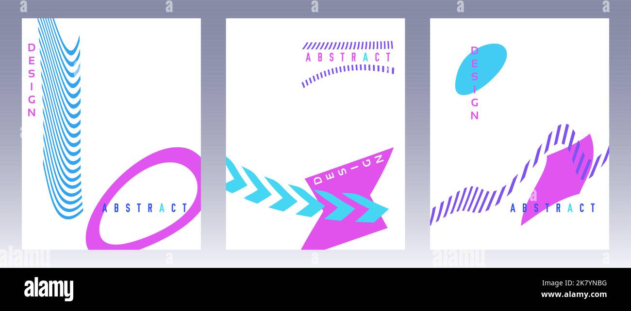Géométrie déformée. Ensemble de motifs minimalistes abstraits avec formes géométriques simples courbes. Graphiques vectoriels Illustration de Vecteur
