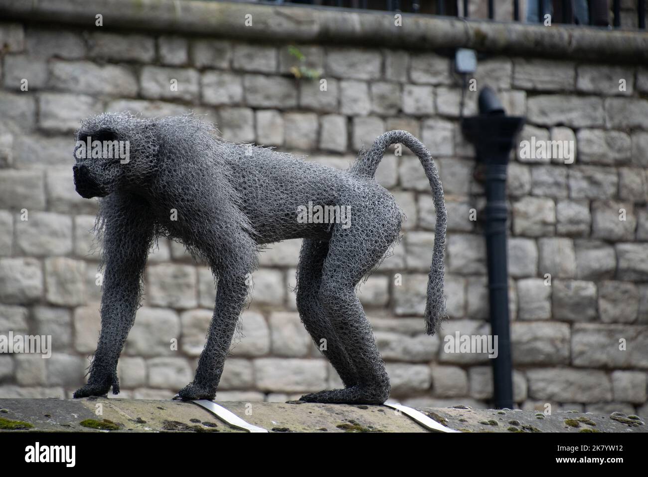 Sculpture de babouin, dans le cadre d'une exposition à la Tour de Londres, montrant des animaux qui étaient autrefois logés dans le palais avant que la collection ne soit transférée à Re Banque D'Images