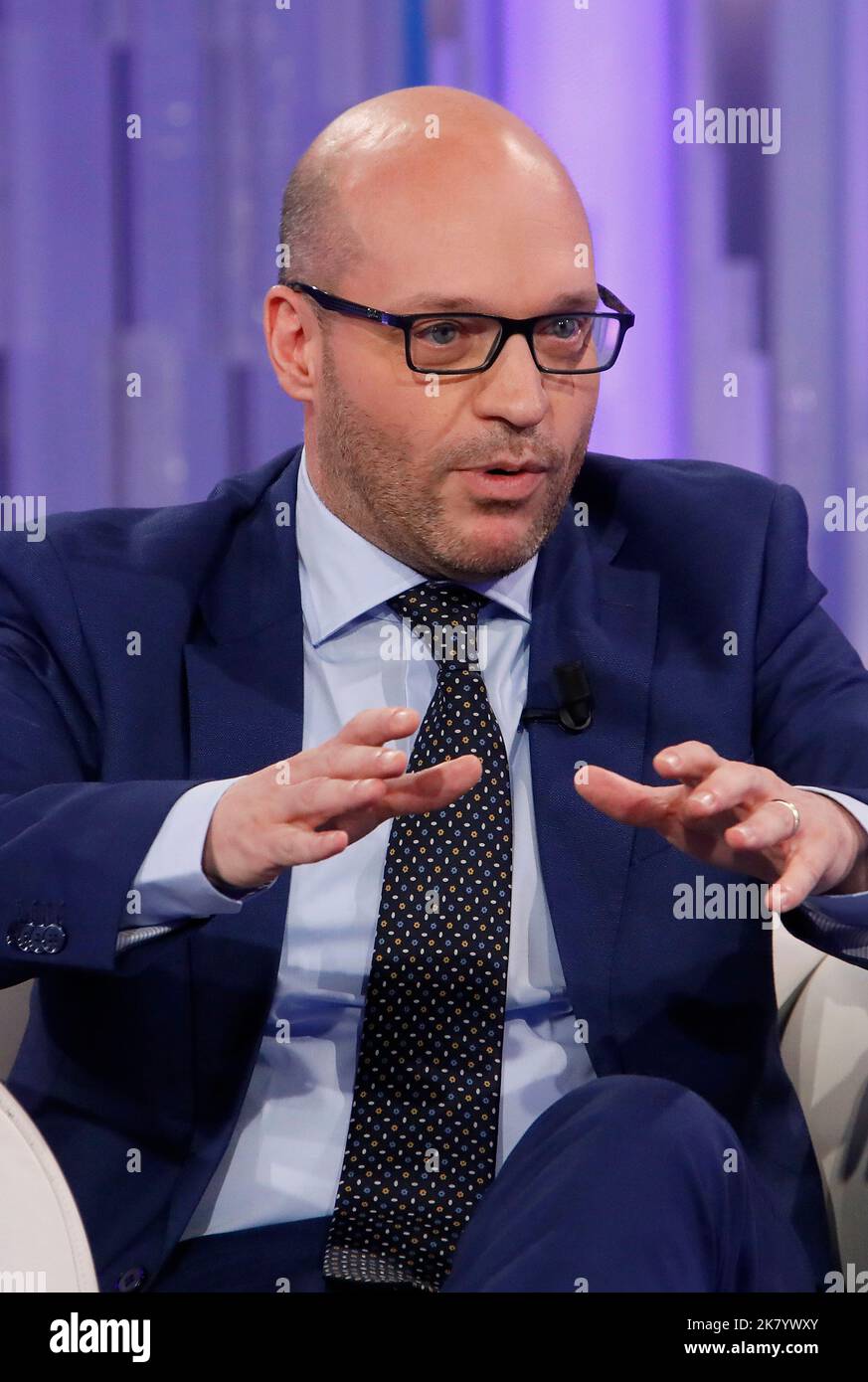 Rome, Italie. 18th octobre 2022. Rome, épisode de "Porta a porta" diffusé sur Raiuno en photo: Lorenzo Fontana Président de la Chambre des députés crédit: Agence photo indépendante/Alamy Live News Banque D'Images