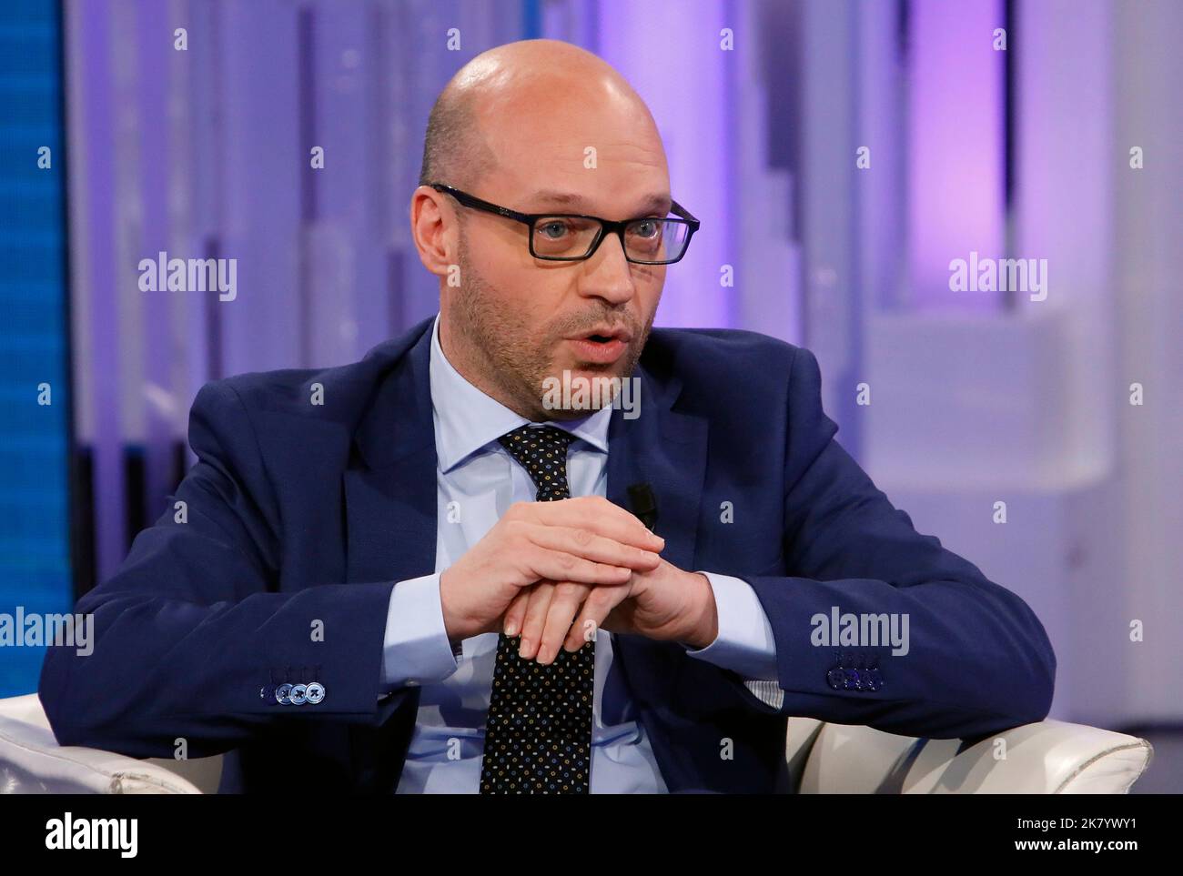 Rome, Italie. 18th octobre 2022. Rome, épisode de "Porta a porta" diffusé sur Raiuno en photo: Lorenzo Fontana Président de la Chambre des députés crédit: Agence photo indépendante/Alamy Live News Banque D'Images