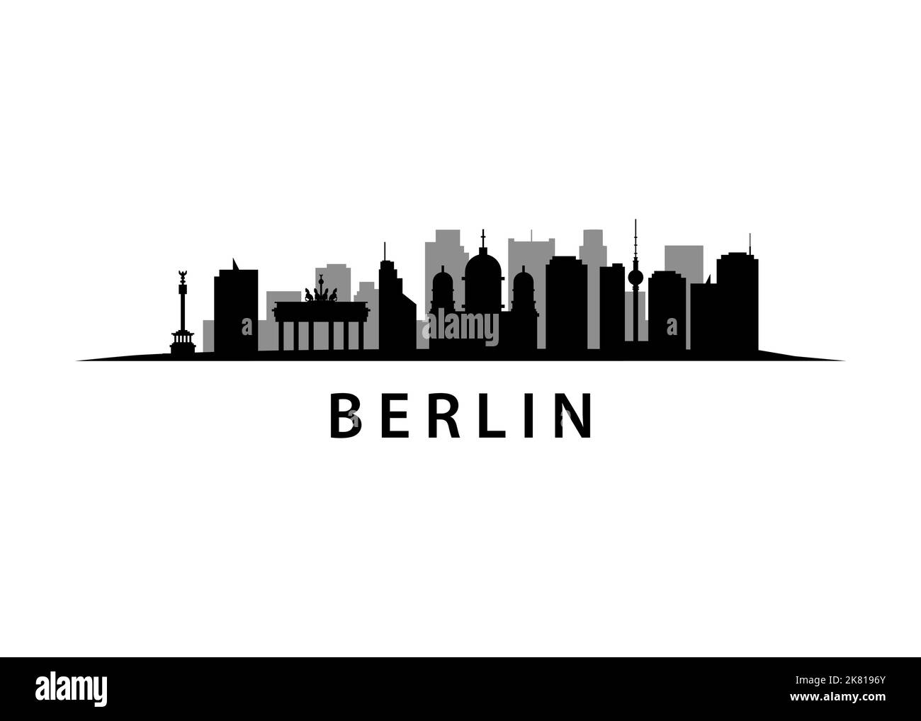 Berlin Skyline, Paysage de la capitale de l'Allemagne, Paysage urbain allemand, Urban Industrial Vector Graphic Illustration de Vecteur