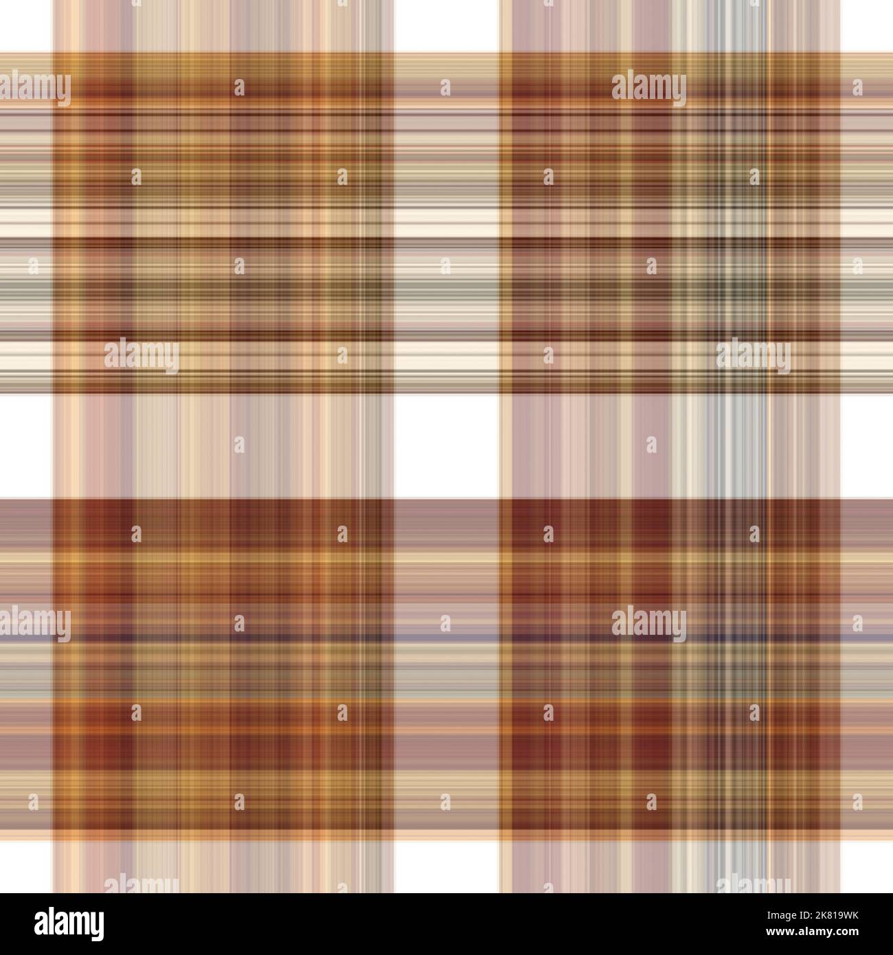 Tissu écossais blanc forêt à motif sans couture. Motif écossais de forêt automnale ton sur ton avec texture organique. Arrière-plan de bande orange pour papier peint rugueux. Banque D'Images