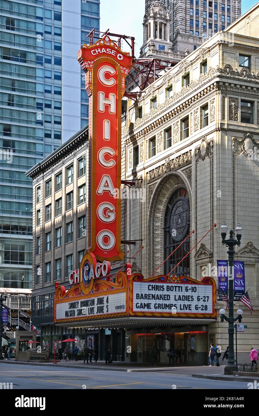 Chicago Theatre Downtown Chicago, Illinois, Vereinigte Staaten von Amerika Banque D'Images