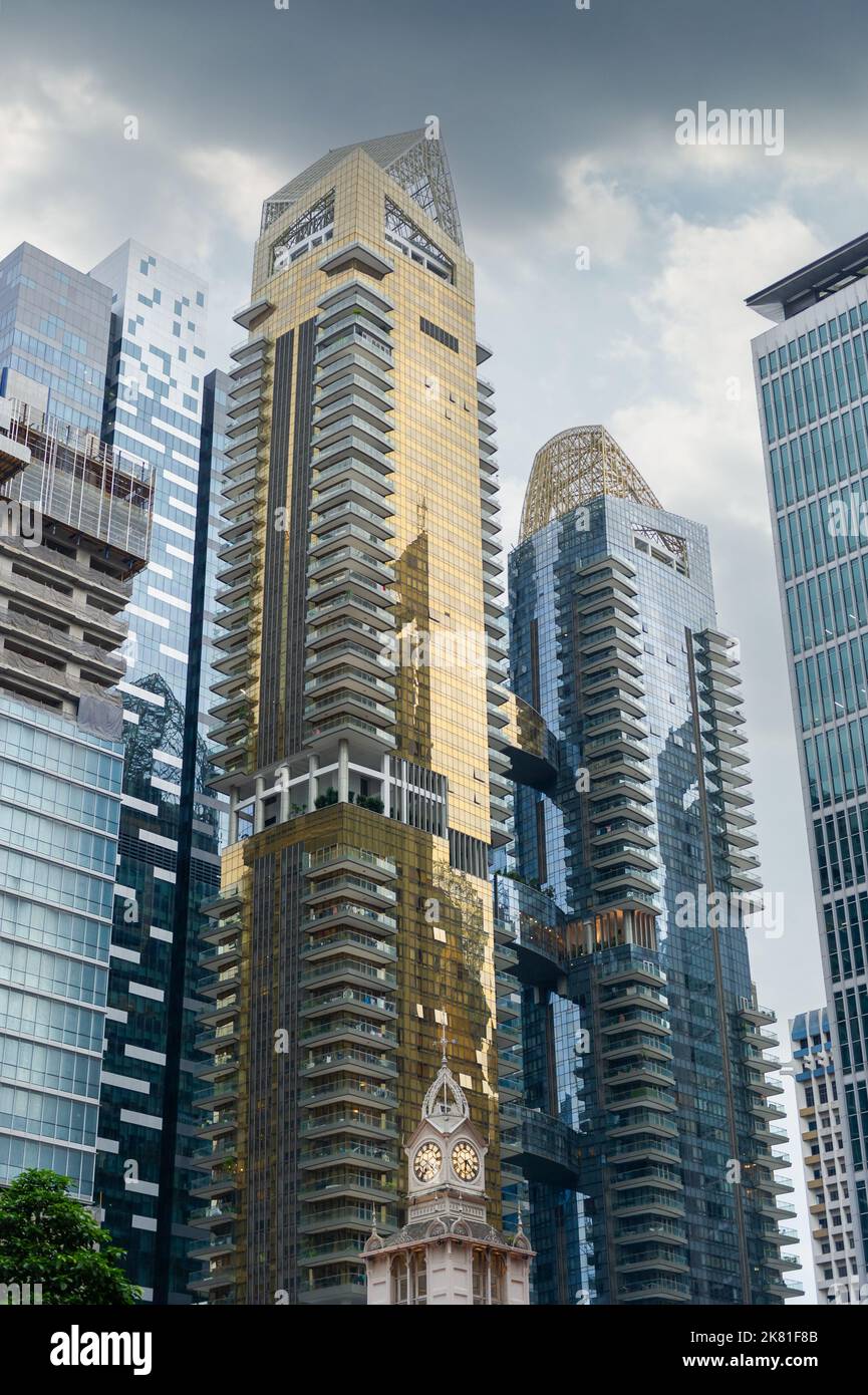Anciens et nouveaux bâtiments dans le quartier financier de Singapour Banque D'Images