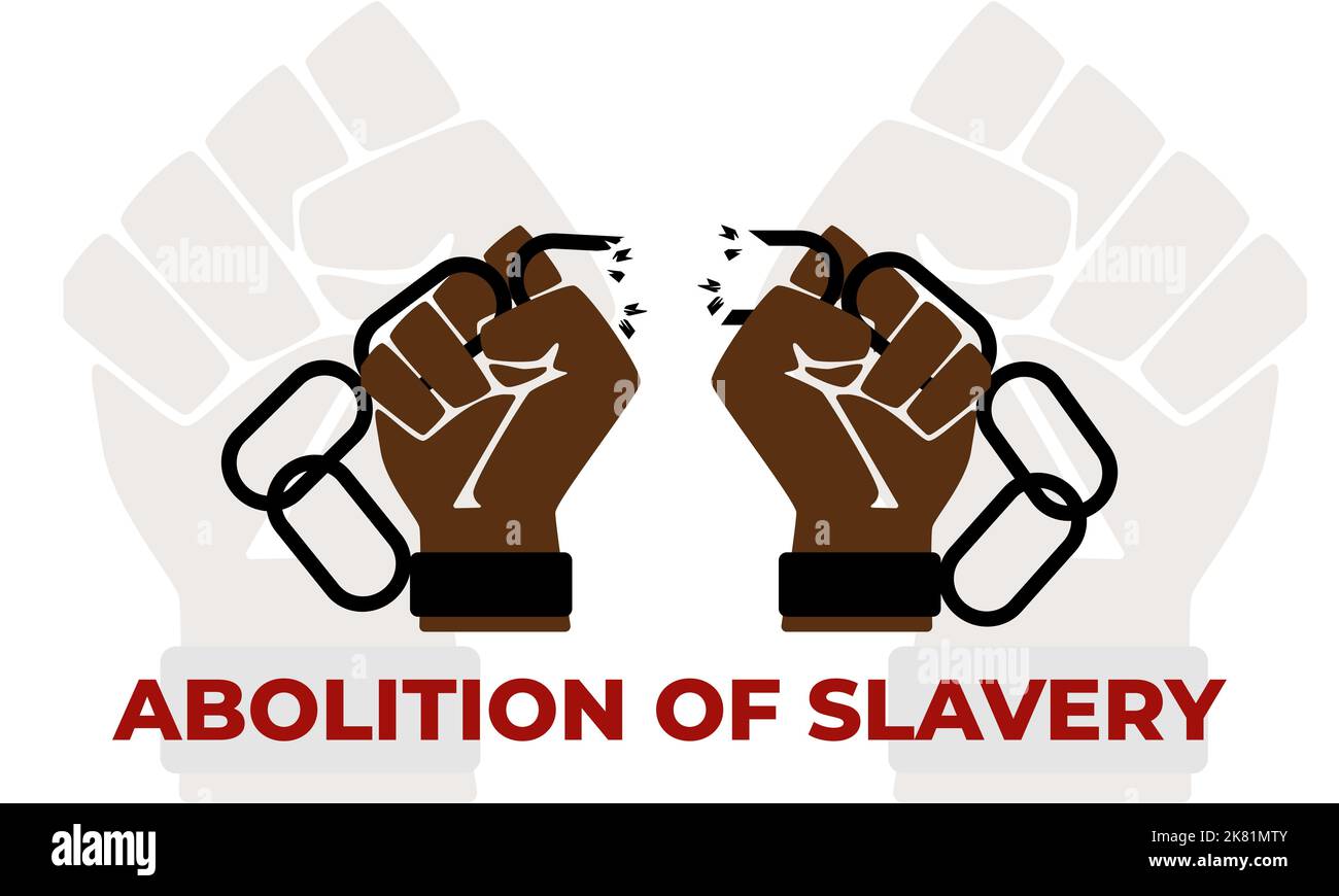 Journée internationale pour l'abolition de l'esclavage. Chaînes poings et cassées. Illustration de Vecteur