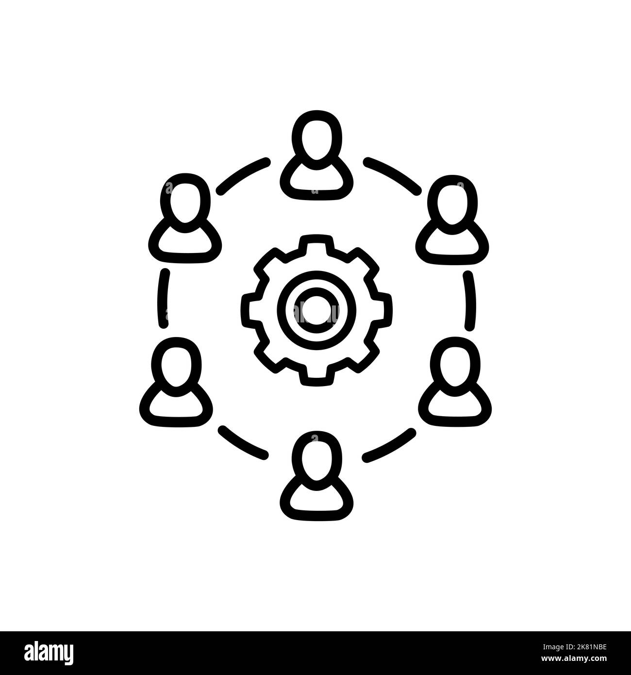 Icône brainstorming et travail d'équipe. Réunion d'affaires. Équipe de discussion. Groupe de discussion. Personnes dans la salle de conférence assis autour d'une table travaillant ensemble Illustration de Vecteur